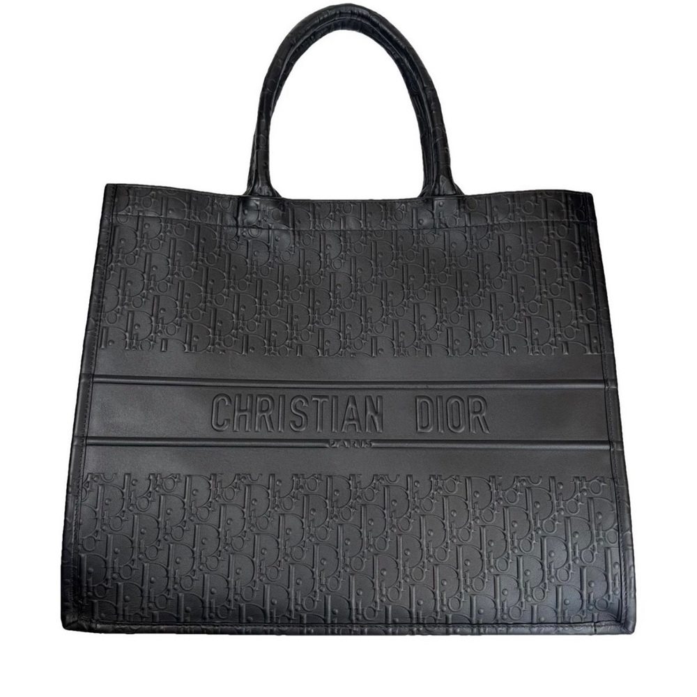 Dior Book Tote – Black Embossed Leather